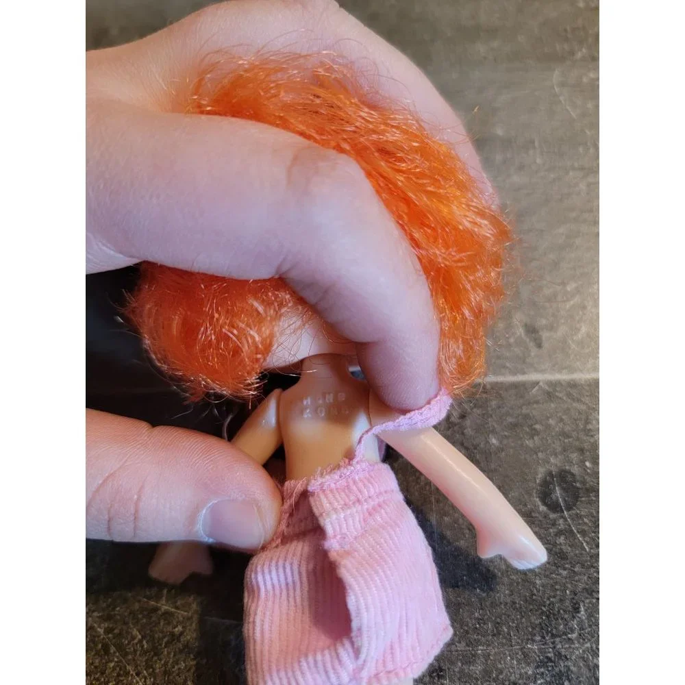 Orange hair girl pink overall doll toy‎ figure